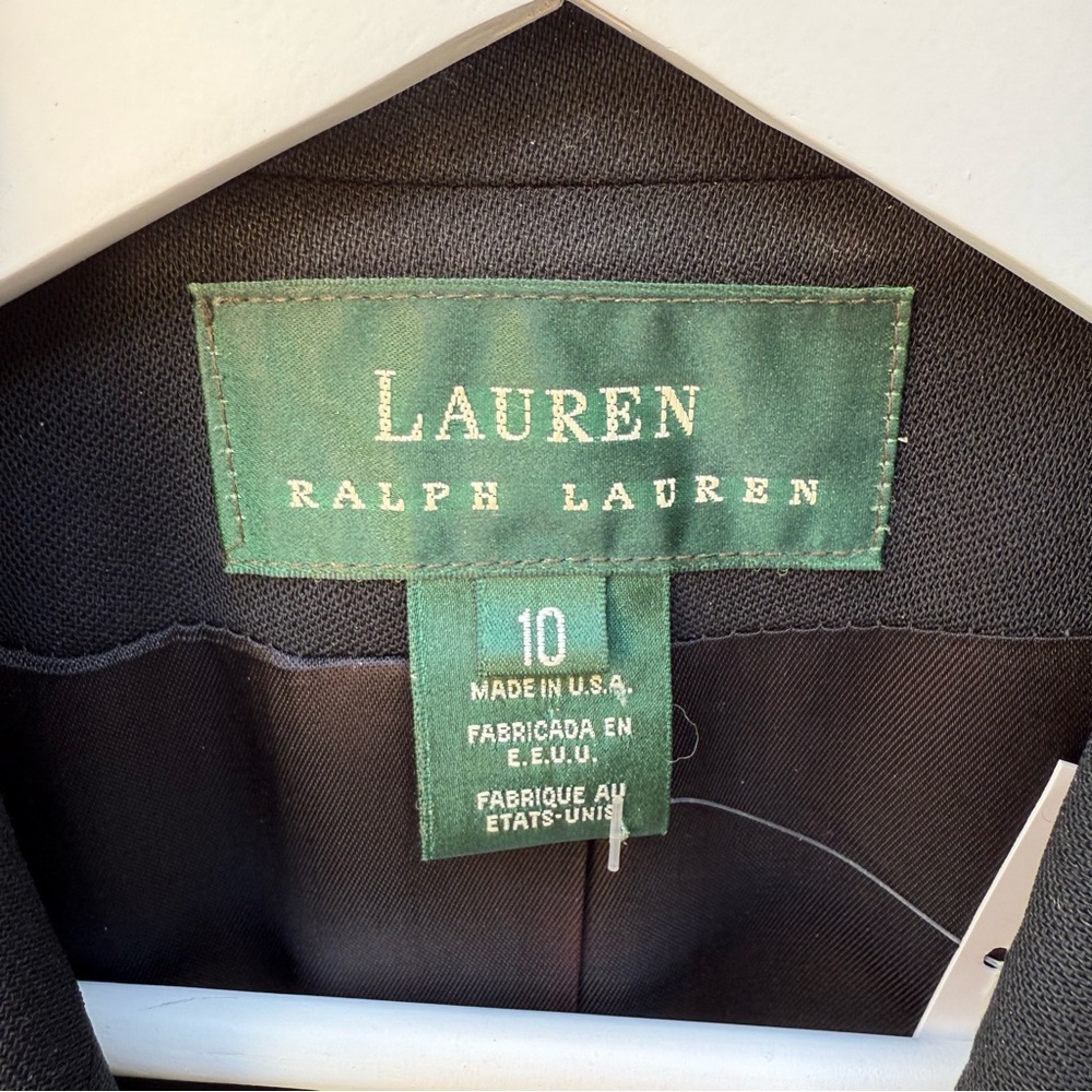 RALPH LAUREN Blazer w/Crest, Black Wool, Size 10 - Picture 6 of 13